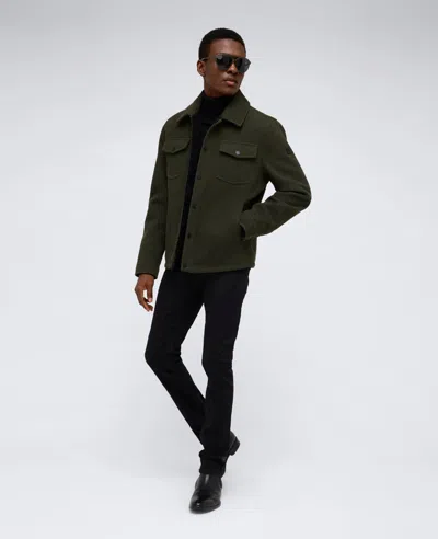 Kenneth Cole Heavyweight Twill Trucker Jacket In Olive
