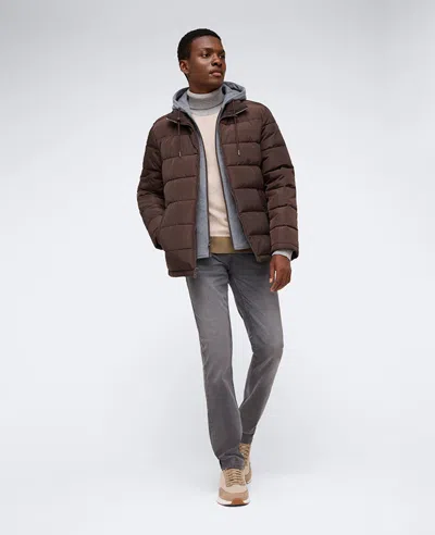 Kenneth Cole Puffer With Attached Jersey Hood In Chocolate