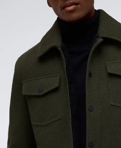 Kenneth Cole Heavyweight Twill Trucker Jacket In Olive