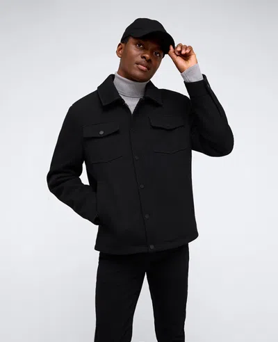 Kenneth Cole Heavyweight Twill Trucker Jacket In Black