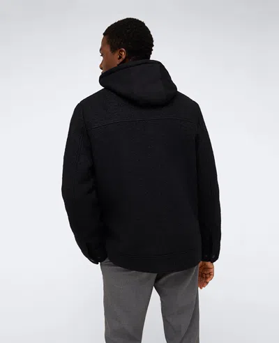 Kenneth Cole Boucle Wool Jacket With Attached Jersey Hood In Black