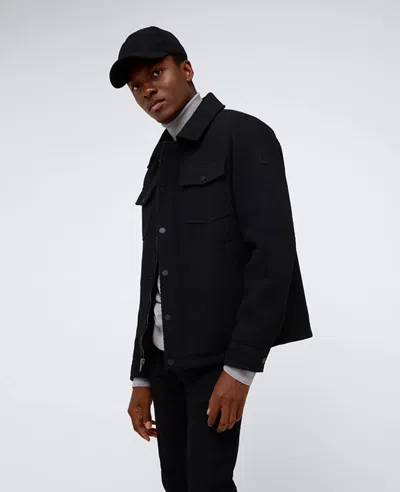 Kenneth Cole Heavyweight Twill Trucker Jacket In Black