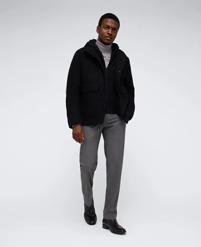Kenneth Cole Boucle Wool Jacket With Attached Jersey Hood In Black