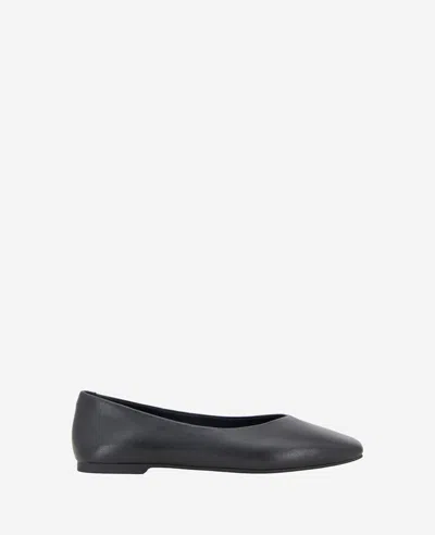 Kenneth Cole Johanna Square Toe Flat In Black Leather