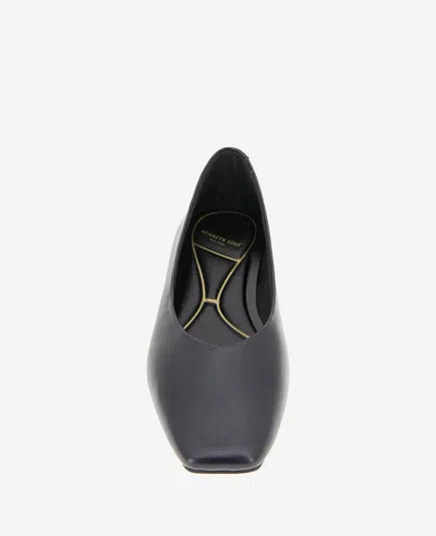 Kenneth Cole Johanna Square Toe Flat In Black Leather