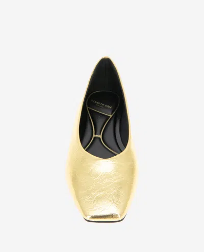 Kenneth Cole Johanna Square Toe Flat In Gold