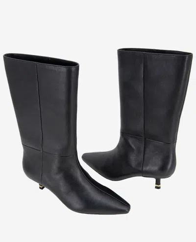 Kenneth Cole Utah Pointed Toe Knee High Boot In Black Leather