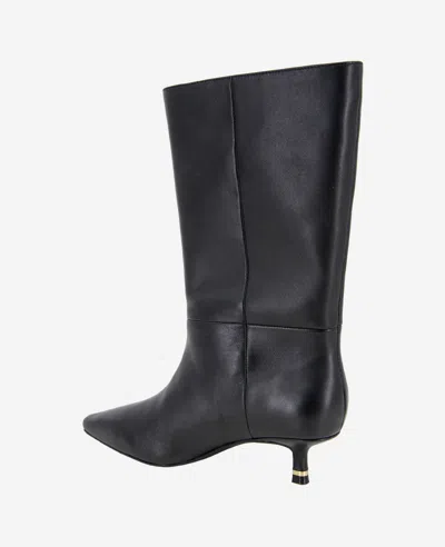 Kenneth Cole Utah Pointed Toe Knee High Boot In Black Leather
