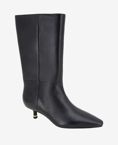 Kenneth Cole Utah Pointed Toe Knee High Boot In Black Leather