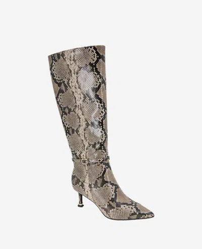 Kenneth Cole Utah Pointed Toe Knee High Boot In Taupe Snake