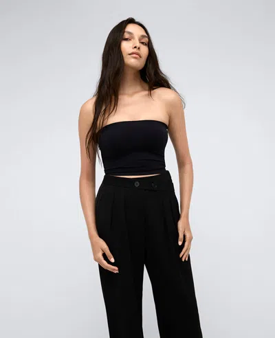Kenneth Cole Seamless Crop Tube Top In Black