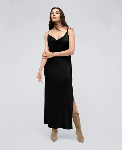 Shop Kenneth Cole Satin Cowl Neck Maxi Slip Dress In Black