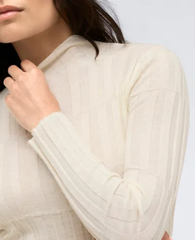 Kenneth Cole Ribbed Long Sleeve Mock Neck Sweater In Kc White