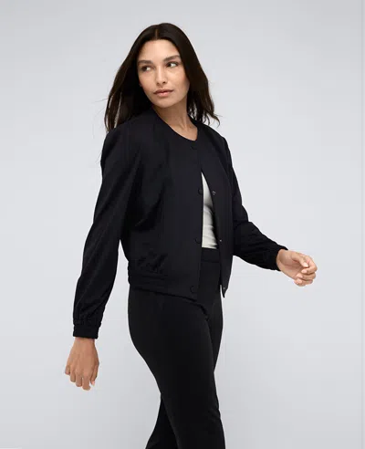 Kenneth Cole Athletic Stretch Collarless Bomber Jacket In Black