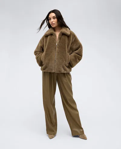 Kenneth Cole Faux Fur Jacket In Wheatgrass