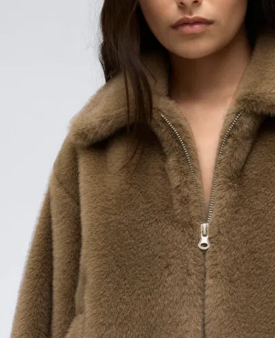 Kenneth Cole Faux Fur Jacket In Wheatgrass