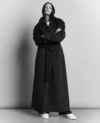 Kenneth Cole Brushed Wool Blend Belted Trench Coat In Deep Bark