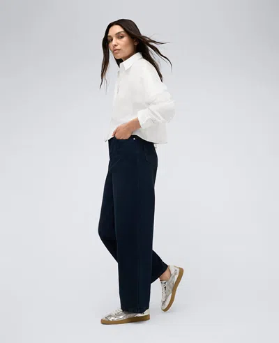 Kenneth Cole High Rise Barrel Leg Denim Jean In Midnight Rinse Wash