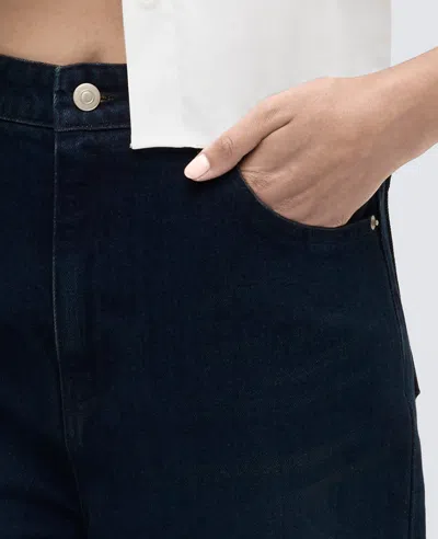 Kenneth Cole High Rise Barrel Leg Denim Jean In Midnight Rinse Wash