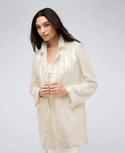Kenneth Cole Sequin Notch Collar Topper In Kc White
