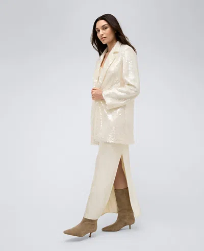 Kenneth Cole Sequin Notch Collar Topper In Kc White