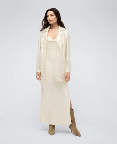 Kenneth Cole Sequin Notch Collar Topper In Kc White