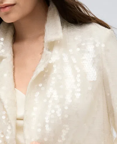 Kenneth Cole Sequin Notch Collar Topper In Kc White