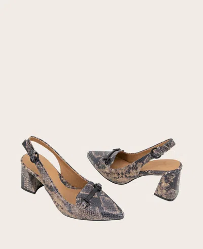 Gentle Souls - Dionne Leather Slingback Heel In Brown Snake Leather