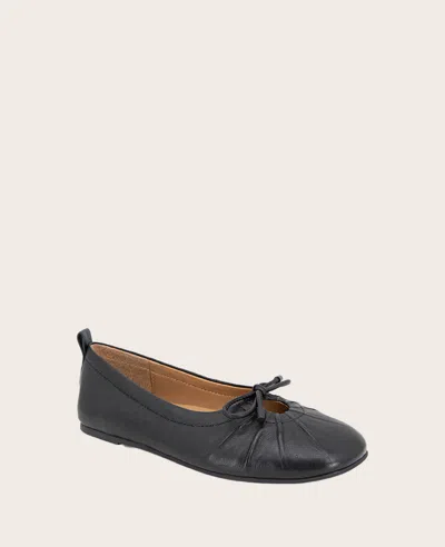 Gentle Souls - Marilyn Leather Pleated Ballet Flat In Black Leather