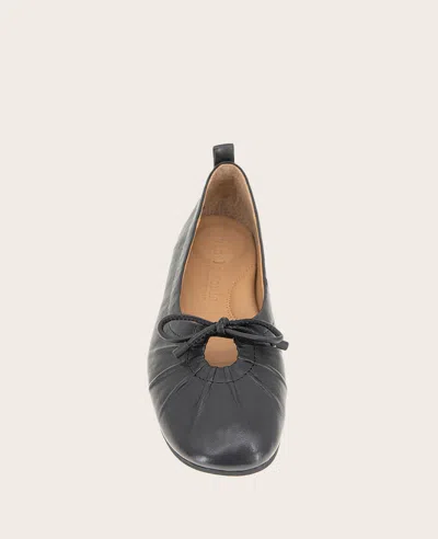 Gentle Souls - Marilyn Leather Pleated Ballet Flat In Black Leather