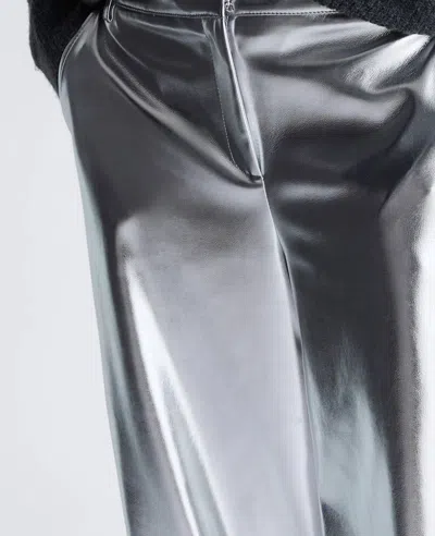 Kenneth Cole Vegan Metallic Fly Front Mid Rise Wide Leg Pant In Multicolor