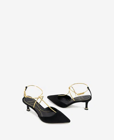 Kenneth Cole Umi T-strap Pointed Toe Pump In Black Suede