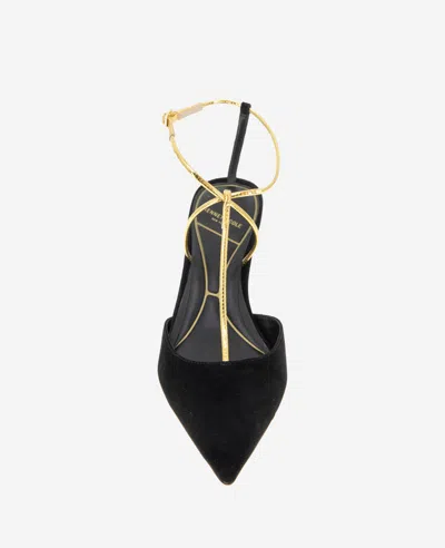 Kenneth Cole Umi T-strap Pointed Toe Pump In Black Suede