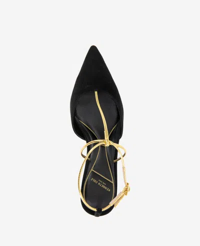 Kenneth Cole Umi T-strap Pointed Toe Pump In Black Suede