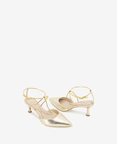 Kenneth Cole Umi Snakeskin Embossed Pointed Toe Pump In Gold Snake