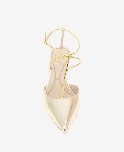 Kenneth Cole Umi Snakeskin Embossed Pointed Toe Pump In Gold Snake