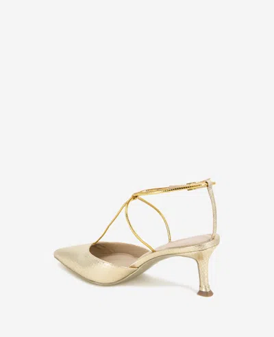 Kenneth Cole Umi Snakeskin Embossed Pointed Toe Pump In Gold Snake