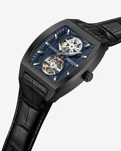 Kenneth Cole Curved Automatic Strap Watch In Black