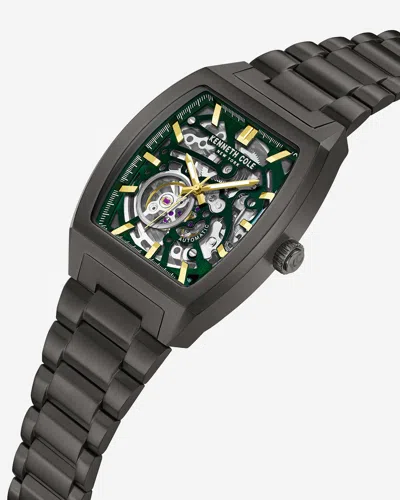 Kenneth Cole Curved Automatic Bracelet Watch In Gun