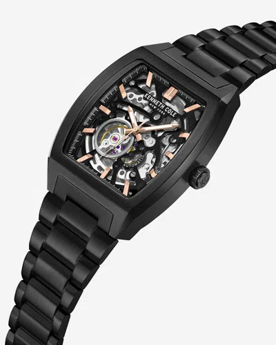 Kenneth Cole Curved Automatic Bracelet Watch In Black