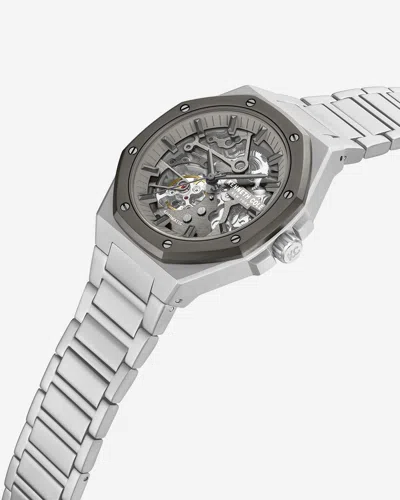 Kenneth Cole Octagonal Automatic Bracelet Watch In Gun Silver