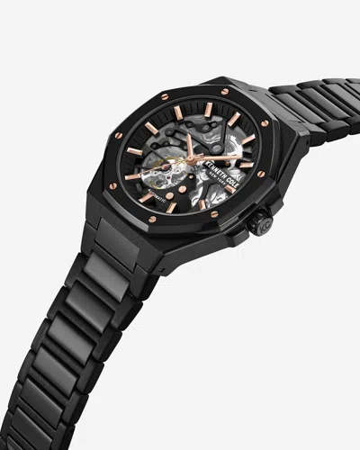 Kenneth Cole Octagonal Automatic Bracelet Watch In Black