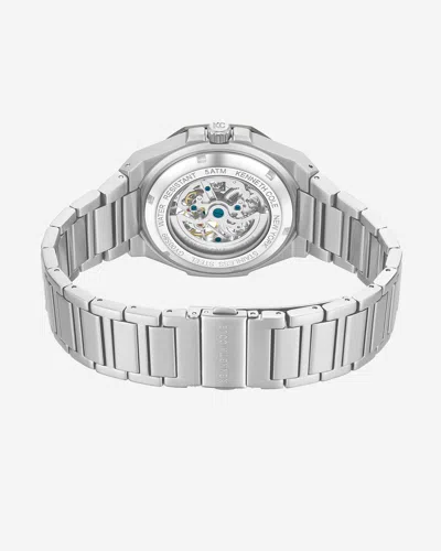 Kenneth Cole Octagonal Automatic Bracelet Watch In Gun Silver