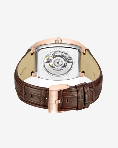 Kenneth Cole Curved Automatic Strap Watch In Brown