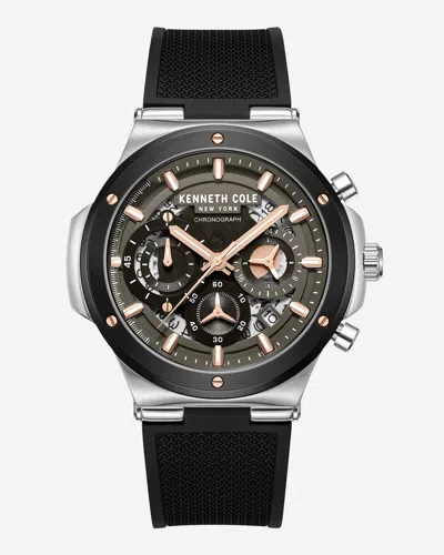 Kenneth Cole Contrast Dress Sport Watch In Black