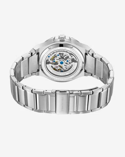 Kenneth Cole Automatic Tinged Glass Bracelet Watch In Silver
