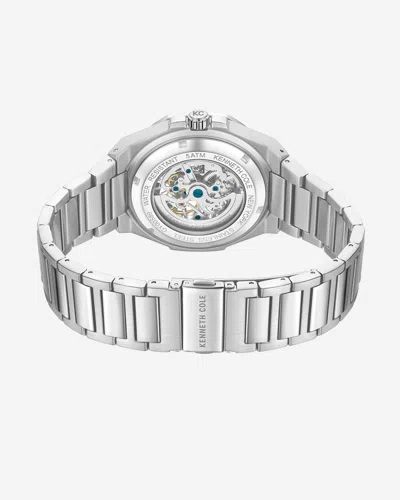 Kenneth Cole Octagonal Automatic Bracelet Watch In Silver