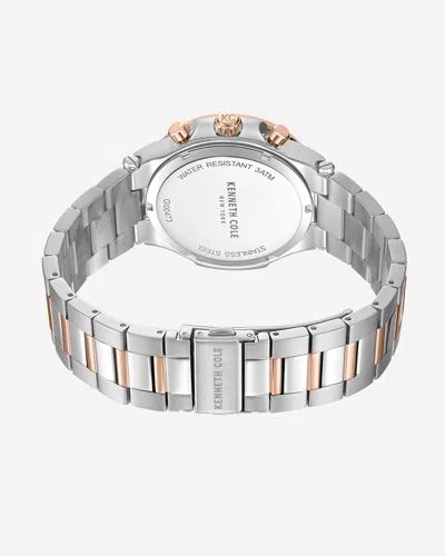 Kenneth Cole Contrast Dress Sport Watch In Tt Silver,gold Rose