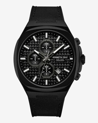 Kenneth Cole Chronograph Classic Strap Watch In Black