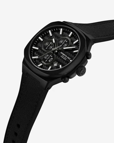 Kenneth Cole Chronograph Classic Strap Watch In Black